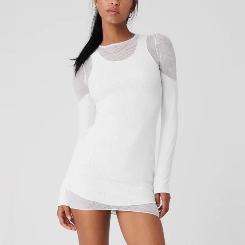 Alo Yoga White Mesh Mini Dress